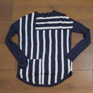 Trouve Blue and White Striped Crewneck Sweater (XS)